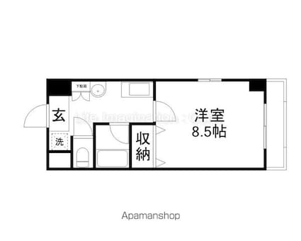 ルミエール吉岡[1K/26.4m2]の間取図