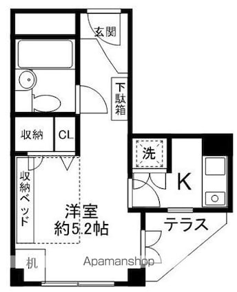 サリースマイル[1K/18.28m2]の間取図
