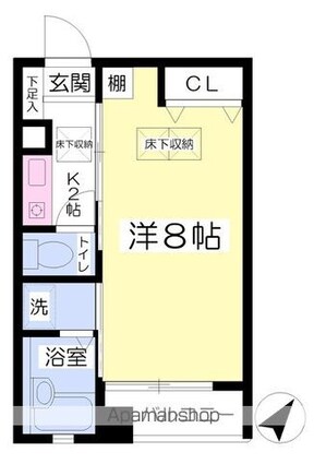 ルネス門屋[1K/22.68m2]の間取図
