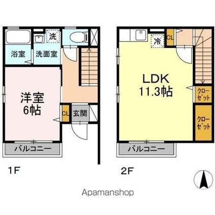 カサヴェールⅡ[1LDK/48.93m2]の間取図
