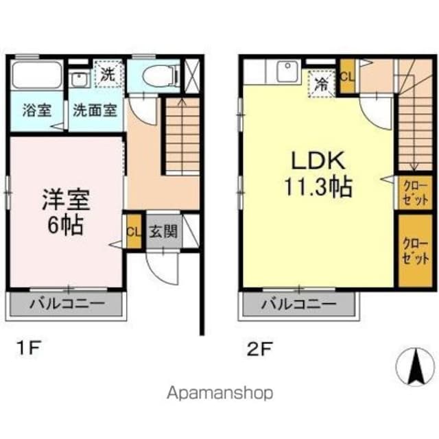 カサヴェールⅡ[1LDK/48.93m2]の間取図