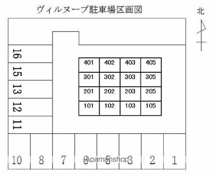 ヴィルヌーブ[1K/28.22m2]の配置図