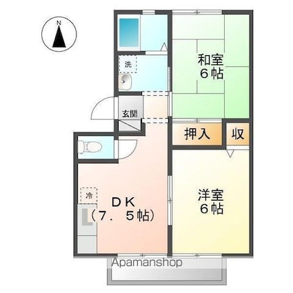 ジュネパレス東福山Ｂ[2DK/45.34m2]の間取図
