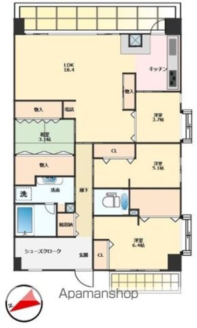 アルティプラザ野洲[3SLDK/93.2m2]の間取図