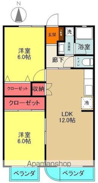 レジデンスオーシャン[2LDK/53.78m2]の間取図