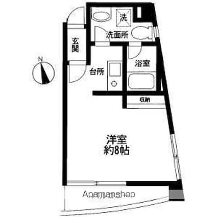ティアラ恵比寿[1K/27.3m2]の間取図