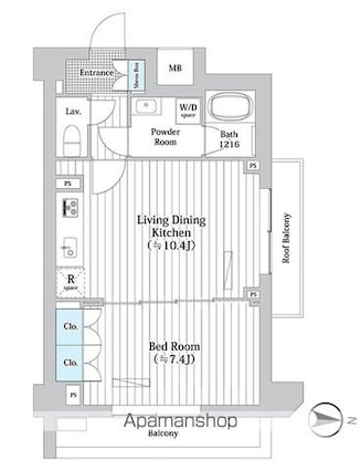 プレール・ドゥーク新宿Ｗｅｓｔ[1LDK/42.34m2]の間取図