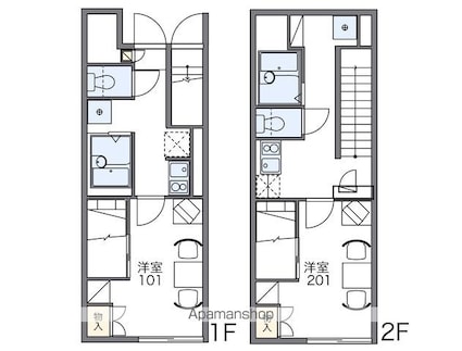 レオパレスサンジェルマン函館山[1K/23.31m2]の間取図