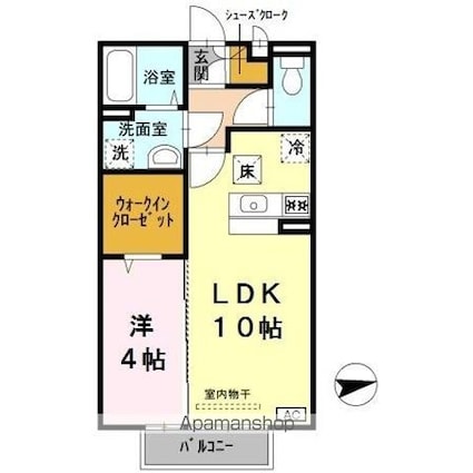 ルナ・クレシエンテ[1LDK/37.53m2]の間取図