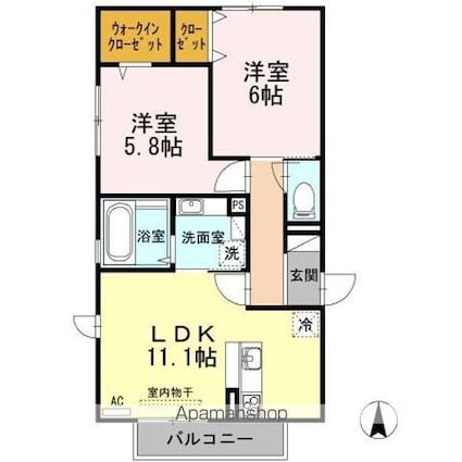 グレイス色葉[2LDK/55.42m2]の間取図