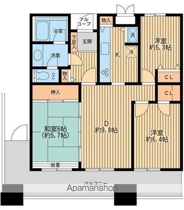 リバーサイド隅田セントラルタワ[3DK/74.28m2]の間取図