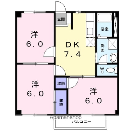 第２表ハイツ[3DK/52.99m2]の間取図