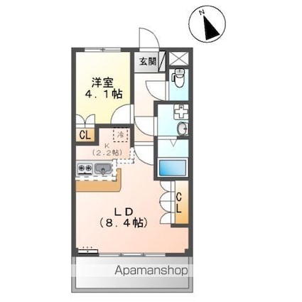 フィグトゥリーＫ[1LDK/36m2]の間取図