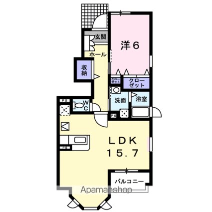 山梨県笛吹市石和町井戸[1LDK/52.74m2]の間取図
