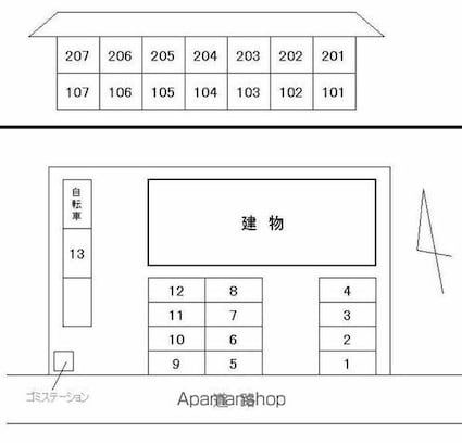 香川県高松市今里町２丁目[1K/19.87m2]の配置図