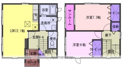 グリーンパーク　Ｄ[2LDK/72m2]の間取図