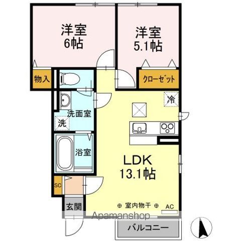 【日野市栄町のアパートの間取り】