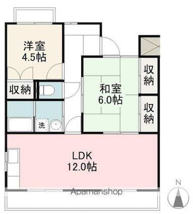 シーサイドハイツ屋島[2LDK/62.24m2]の間取図
