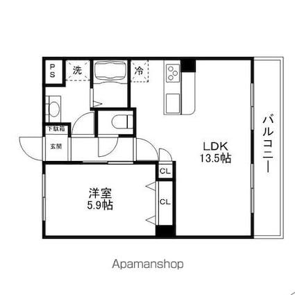 ｐｉｓｏｌａ[1LDK/45.36m2]の間取図