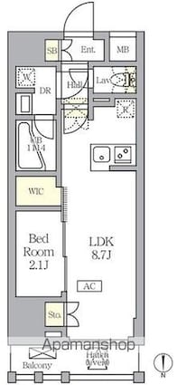 アジールコート王子[1LDK/29.1m2]の間取図