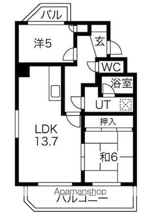 ダイアパレス庄内通[2LDK/59.2m2]の間取図