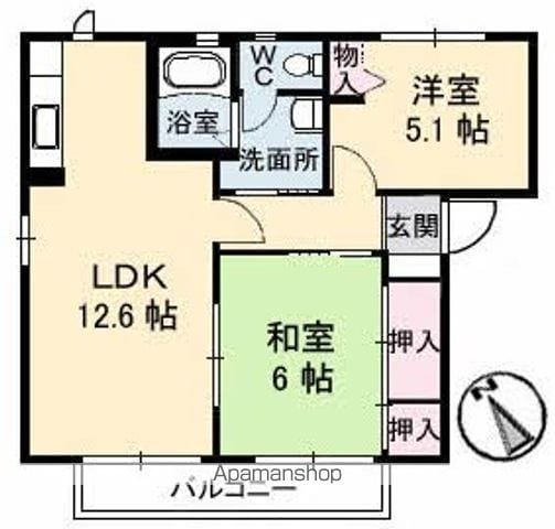 ビューヒルズ若野 A棟の間取り写真