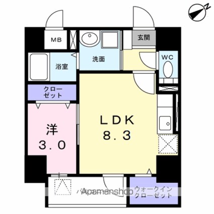 ラ・フュンフ[1LDK/31.84m2]の間取図