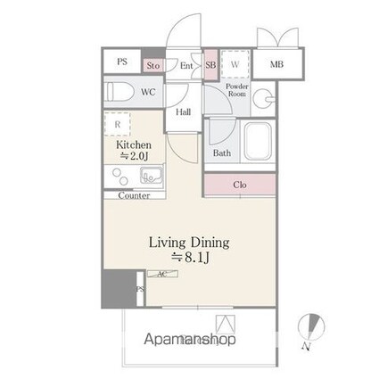 パークサイド湯島台[1K/28.21m2]の間取図