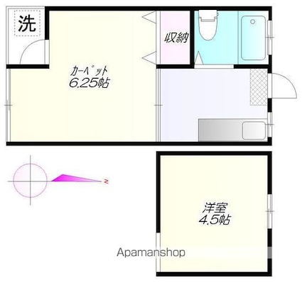 鷺宮ギミック[1K/18m2]の間取図