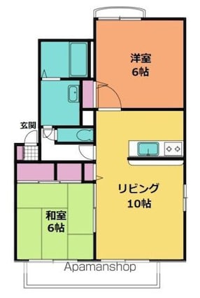 ディアスミドリＢ棟[2LDK/50.05m2]の間取図