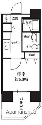 ＨＦ西新宿レジデンスＥＡＳＴ[1K/23.58m2]の間取図