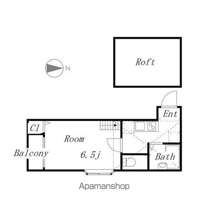 愛知県名古屋市昭和区福江２丁目[1K/19.2m2]の間取図