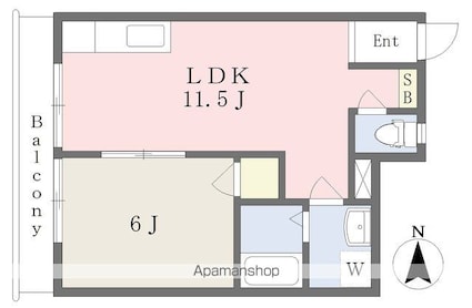 竹本ハウス[1LDK/36.45m2]の間取図