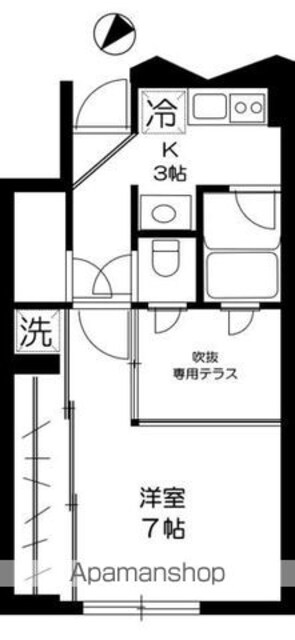 パラヴェント[1K/25.39m2]の間取図
