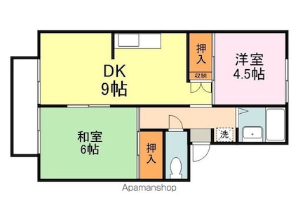 広島県福山市水呑町[2DK/43.96m2]の間取図