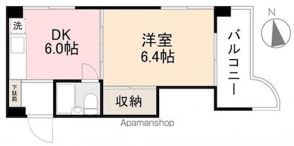 香川県高松市宮脇町２丁目[1DK/20.56m2]の間取図