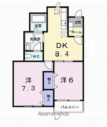 サンシティ東新田Ａ[2DK/48.04m2]の間取図