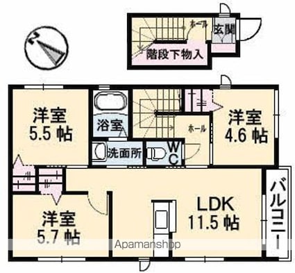 クラヴィエ　Ａ棟[3LDK/71.71m2]の間取図