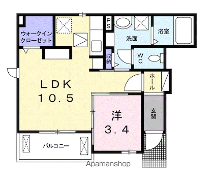 さくらハウスⅡ[1LDK/36.41m2]の間取図