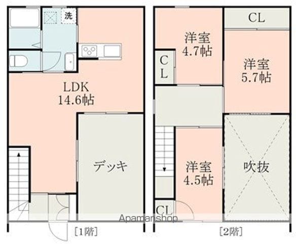 菊池市 2階建 築3年の間取り写真