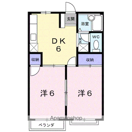 エルディム桃李[2DK/39.73m2]の間取図
