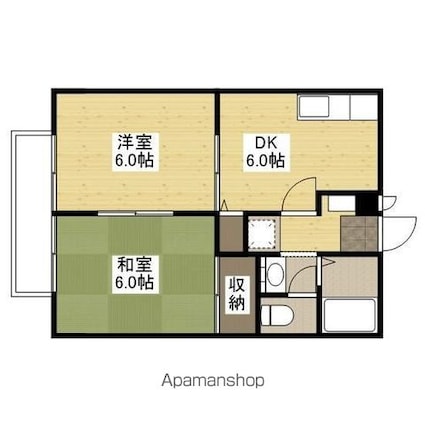 ジュネスかしわばら[2DK/40.92m2]の間取図