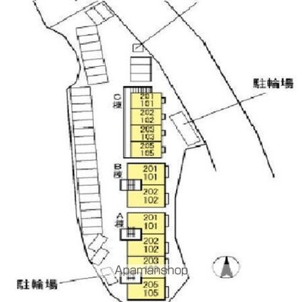 メゾンメール　Ｂ棟[2LDK/53.76m2]の配置図