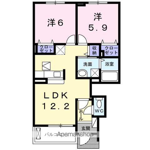 【羽島郡笠松町長池のアパートの間取り】