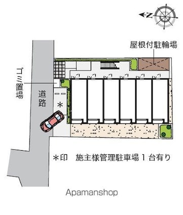 東京都中野区上鷺宮３丁目[1K/21.24m2]の配置図