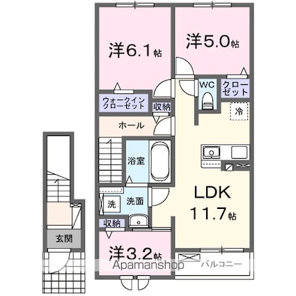 ペンサミエント[3LDK/62.1m2]の間取図