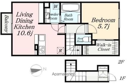 アバンセ柳町[1LDK/46.28m2]の間取図