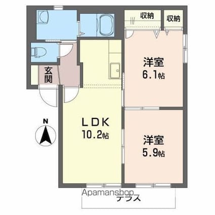 リヴェール高陽[2LDK/50.1m2]の間取図