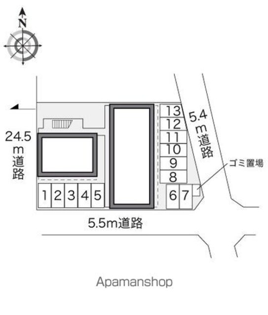 レオパレス新堀[1K/19.87m2]の配置図