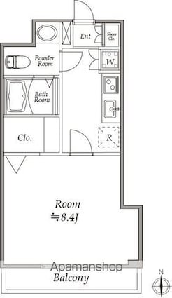 セレーネ自由が丘[1K/26.41m2]の間取図